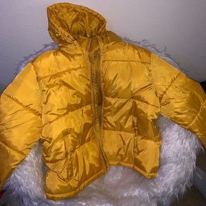 yellow puffy coat